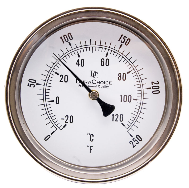 Industrial Bimetal Thermometer 3" Face x 2-1/2" Stem, 0-250°F, S.S. Case w/Calibration Dial 1 ['2-1/2" Stem, 0-250Â°F']