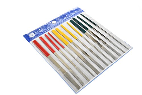 SE 12-piece diamond hand file set with assorted files for precision shaping and smoothing
