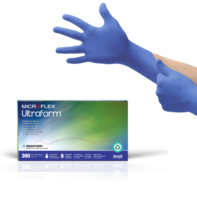 Microflex UF524XS Ultraform Powder Free Nitrile Glove Size Small Box of 300 Small (7.0)