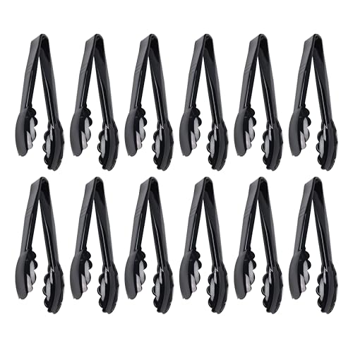 New Star Foodservice 35636 Utility Tong, High Heat Plastic, Scalloped, 9 inch, Set of 12, Black Black (Set of 12)