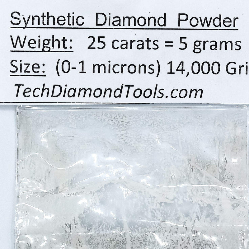 [Australia - AusPower] - TechDiamondTools Diamond Powder for Polishing Glass Quartz Marble Rock Jewelry Stone Windshield Travertine Gemstone 14,000 Grit - 0-1 Microns - 25 Carats = 5 Grams USA Made 14,000 grit/0-1 micron 25 carats-5 gram 