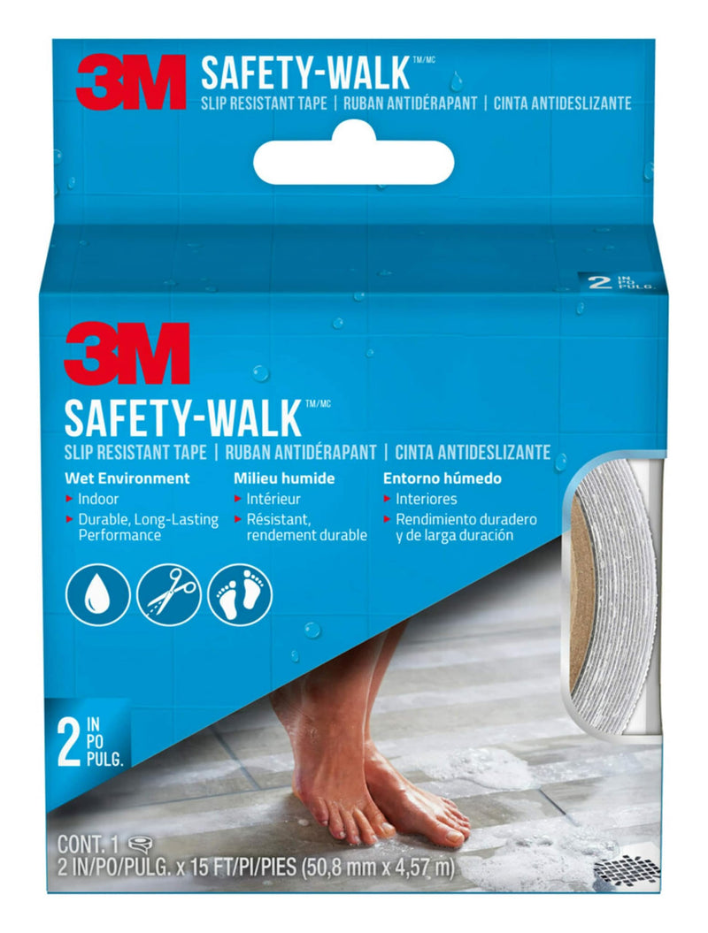 3M Safety-Walk Slip Resistant Tape, 2 in x 15 ft, Anti Slip Clear Tape, Ideal For Slippery & Wet Conditions, Self-Adhesive Backing, Quick & Easy Application, Durable & Long-Lasting (220C-R2X180) 2 Inch (Pack of 1)