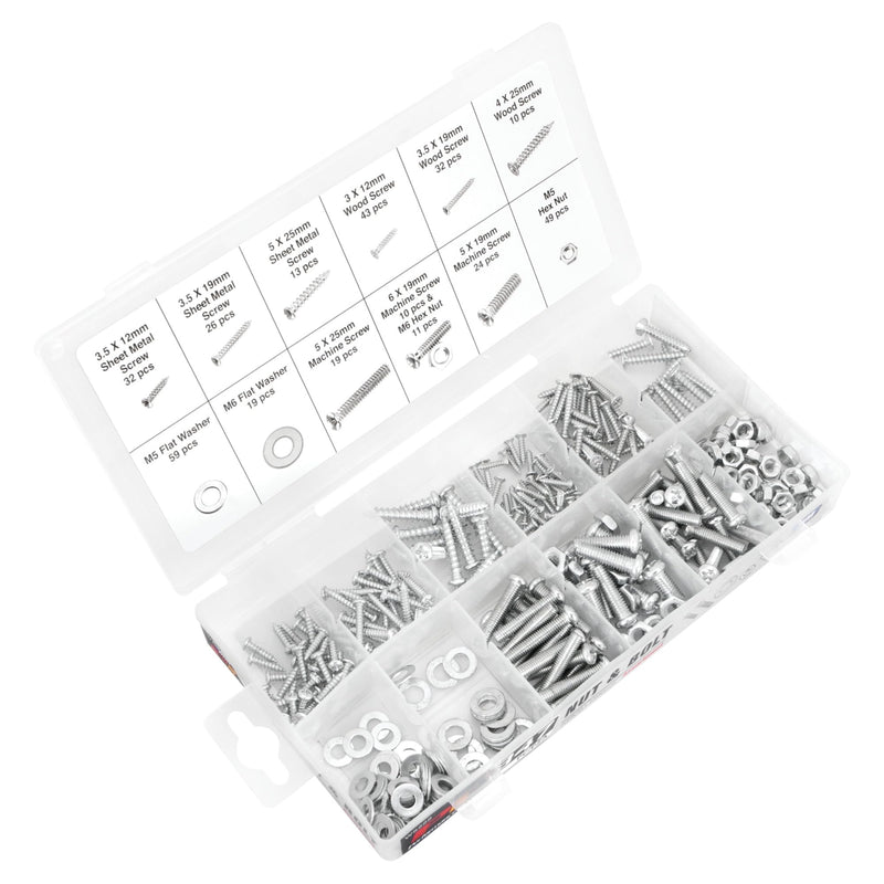 [Australia - AusPower] - Performance Tool W5222 347pc Metric Nut Bolt Assortment With Case 347pc Nut Bolt Kit (Metric) 
