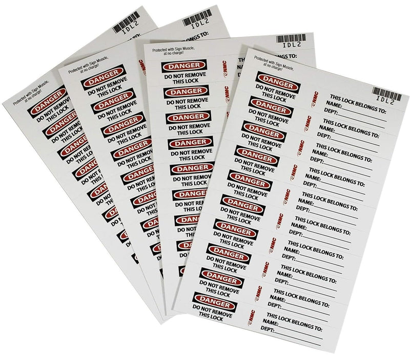 NMC IDL1 DANGER Label - PS Vinyl Danger Lockout Stick-On Label, 3⁄4 x 5 inch, White [Pack of 40]