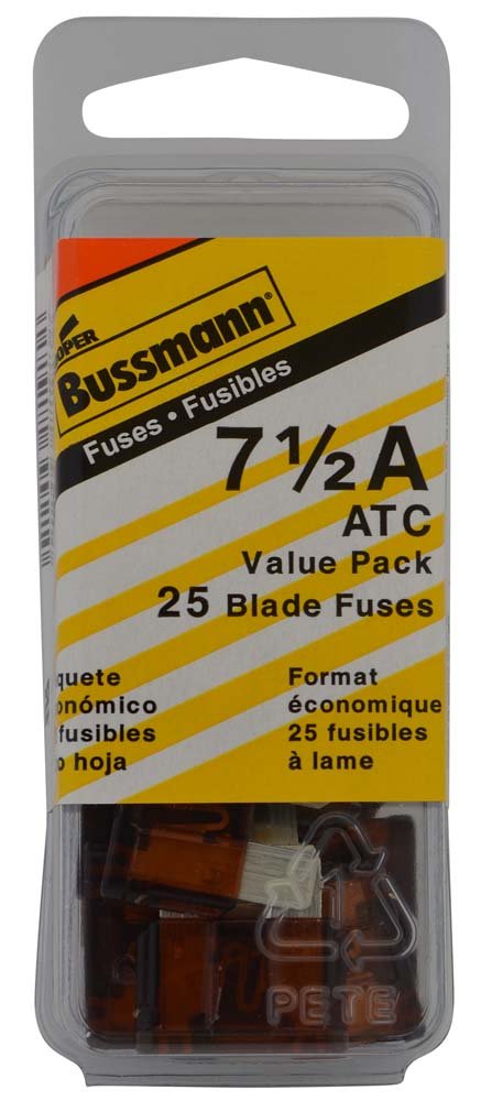 Bussmann (VP/ATC-7-1/2-RP) Brown 7-1/2 Amp 32V Fast Acting ATC Blade Fuse, (Pack of 25)
