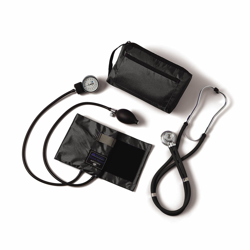 [Australia - AusPower] - Medline Compli-Mates Professional Aneroid Sphygmomanometer and Sprague Rappaport Stethoscope Kit, Carrying Case Included, Adult Size, Black, 1 Kit 