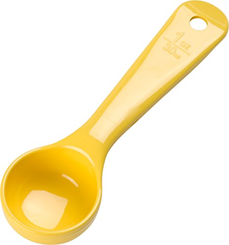 Carlisle FoodService Products 1 Ounce Solid Measuring Spoon – Flat Bottom – Portion Control Tool – Short Handle 6.5 ", Yellow, (Pack of 12) Pack of 12 1 Oz