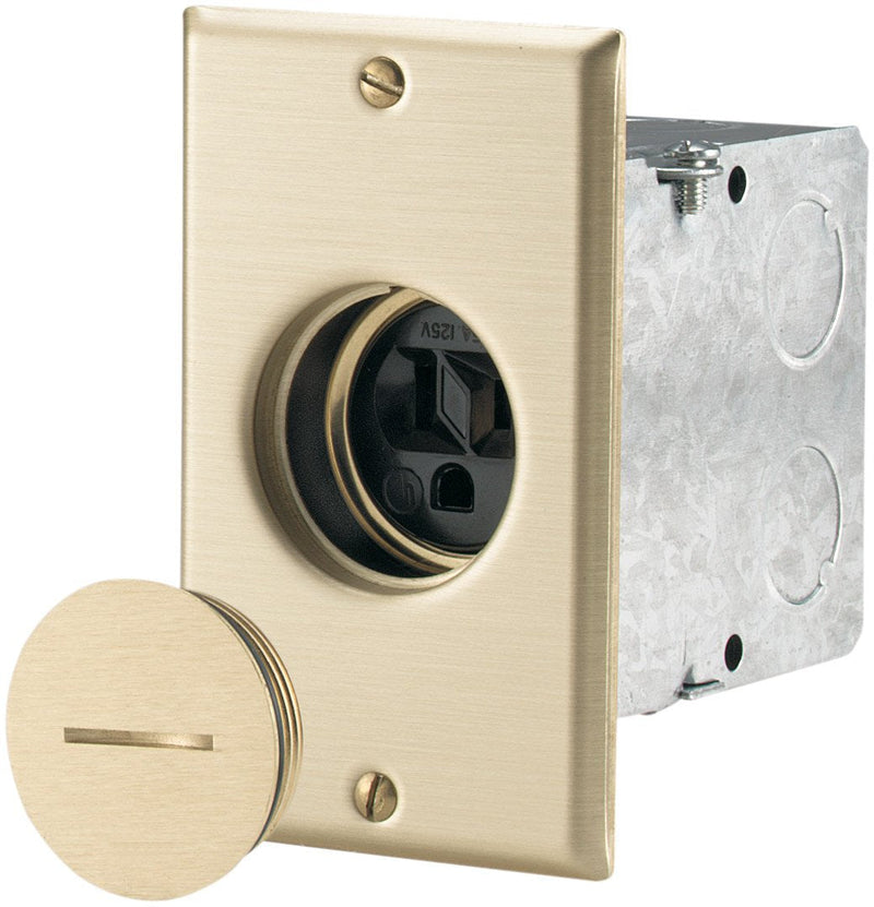 Eaton TR5797 Tamper Resistant Commercial Single Floor Box Assembly, 125-volt, Black/Brass Finish One Size