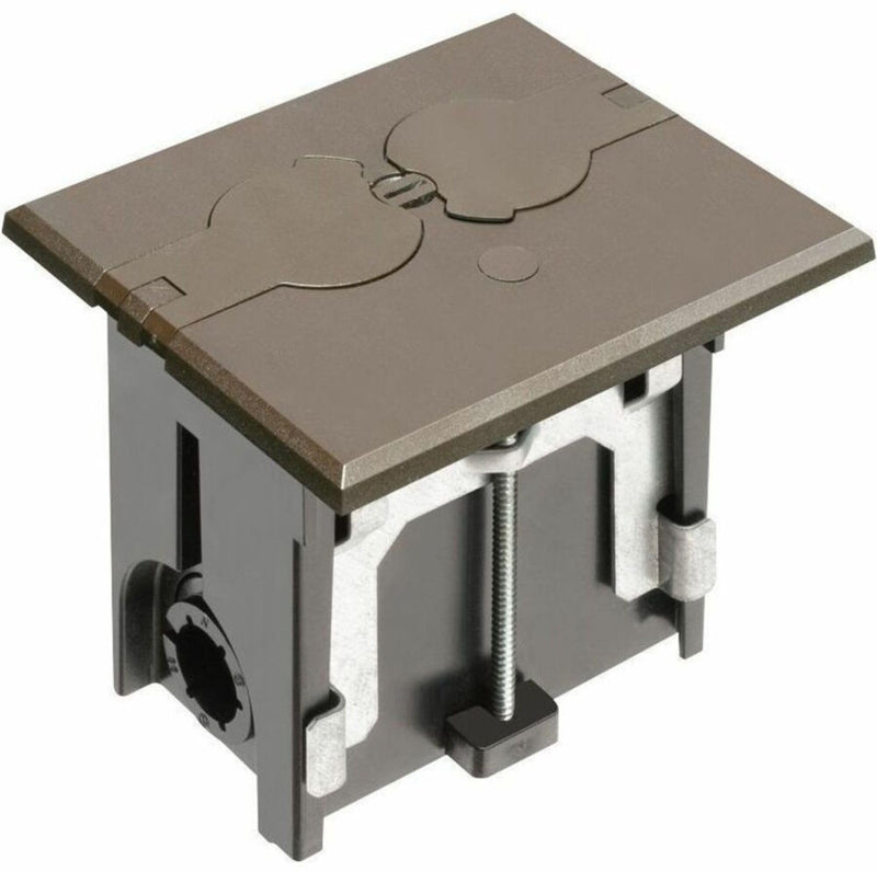 Arlington FLBAF101BR-1 Adjustable Floor Box Kit with Outlet and Flip Plate, for Installed Floors, 1-Gang, Brown,plastic，1-Pack Rectangular w/ Flip Lids