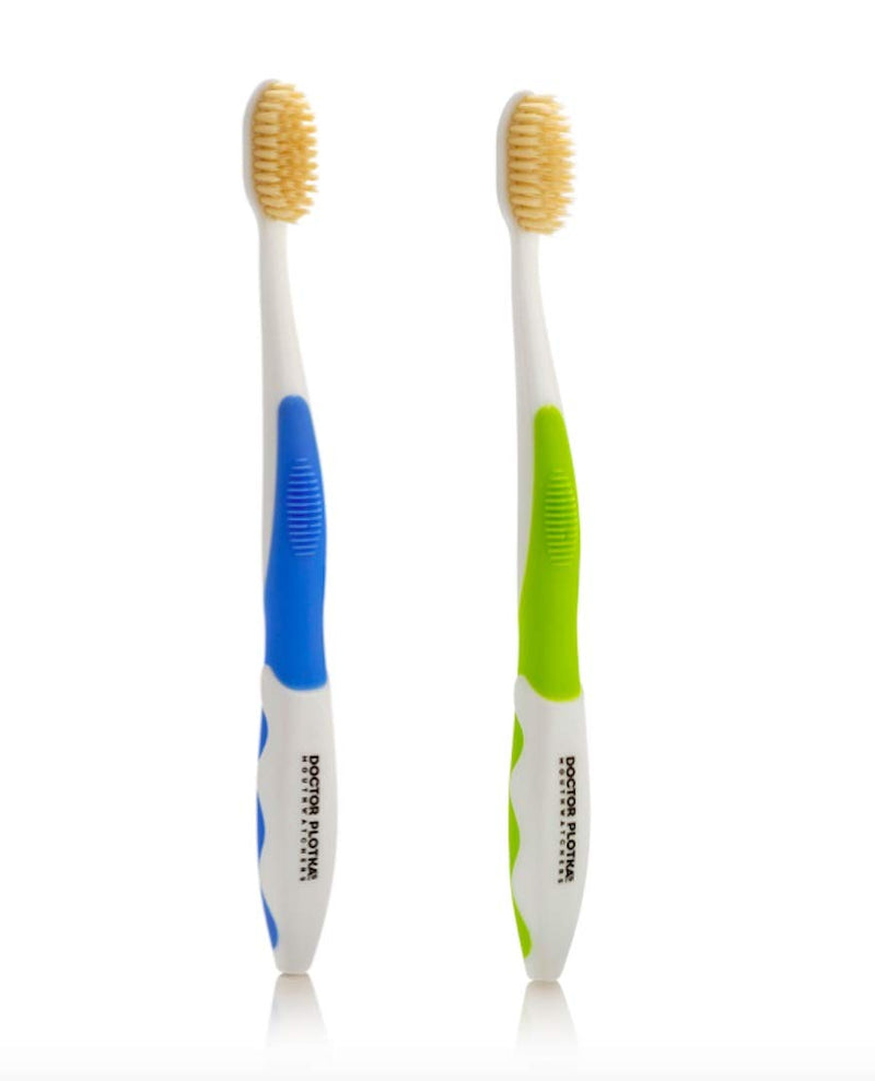 [Australia - AusPower] - MOUTHWATCHERS Dr Plotkas Extra Soft Flossing Toothbrush Manual Soft Toothbrush for Adults, Ultra CleanToothbrush, Good for Sensitive Teeth and Gums, 2 Pack - Colors May Vary 