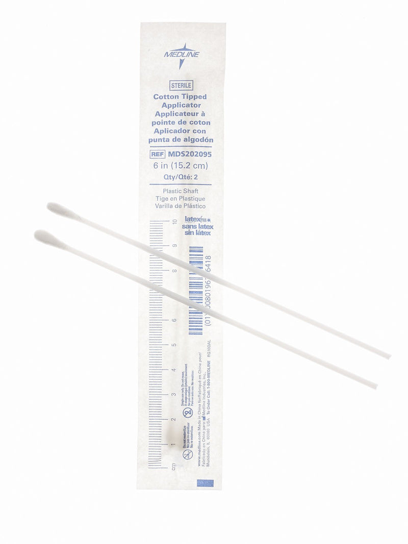 [Australia - AusPower] - Medline Sterile Cotton-Tipped Plastic Applicators, 6", Medical Supply Essentials, 2/Pack, Pack of 2 