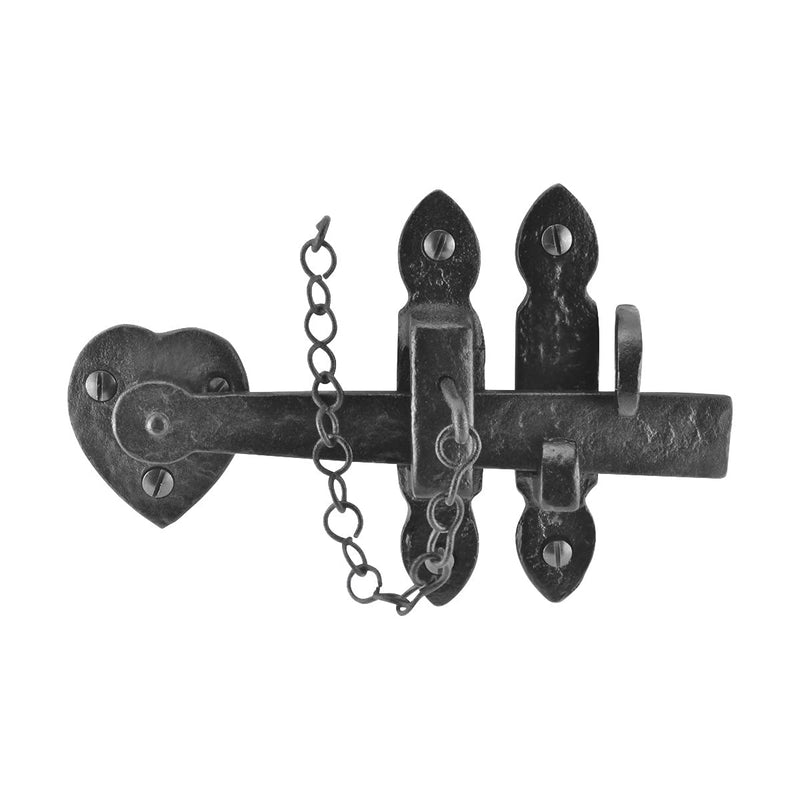 Renovators Supply Bathroom Door Lock Latch 8 in. Black Iron Lock Heart Thumb Gate Latch with Mounting Hardware Pack of 1 Black 6.75"