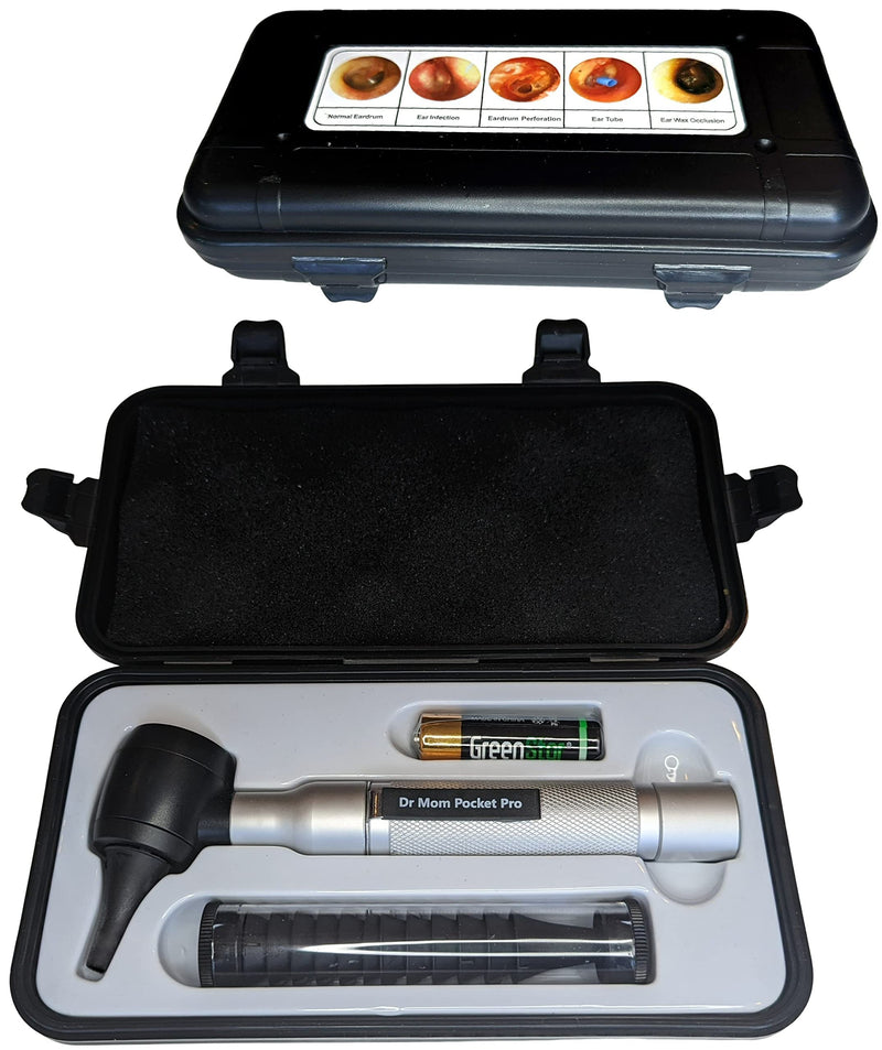 [Australia - AusPower] - ?Lifetime Warranty?4th Generation Doctor Mom LED Pocket Pro Otoscope with Both Adult and Pediatric Disposable Specula Tips, Battery, and Protective Hard Plastic Case 