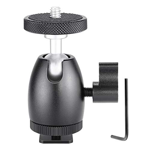 Neewer Mini Tripod Ball Head Mount, 1/4 inch Screw with Phone holder, Lock and Hot Shoe Mount Adapter Compatible with Compact DSLR Camera, LED Light,Ring Light,Load Up to 4.4 pounds/2 kilograms
