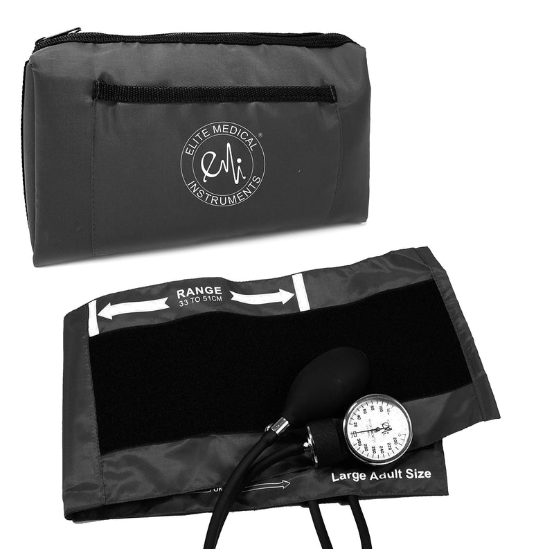 [Australia - AusPower] - EMI Aneroid Sphygmomanometer Manual Blood Pressure Large Adult Cuff (Large Adult - Black) Large Adult - Black 