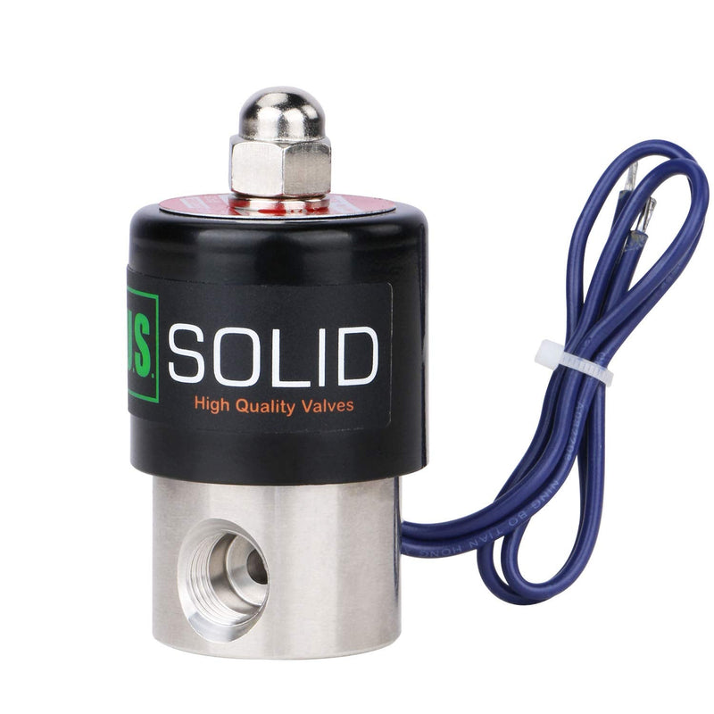[Australia - AusPower] - U.S. Solid 1/4" Stainless Steel Electric Solenoid Valve 12VDC Normally Closed VITON 1/4 Inch 