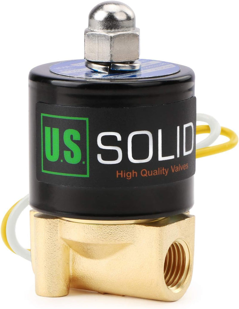 U.S. Solid 1/4" Brass Electric Solenoid Valve 110VAC Normally Closed VITON 0.25 Inch