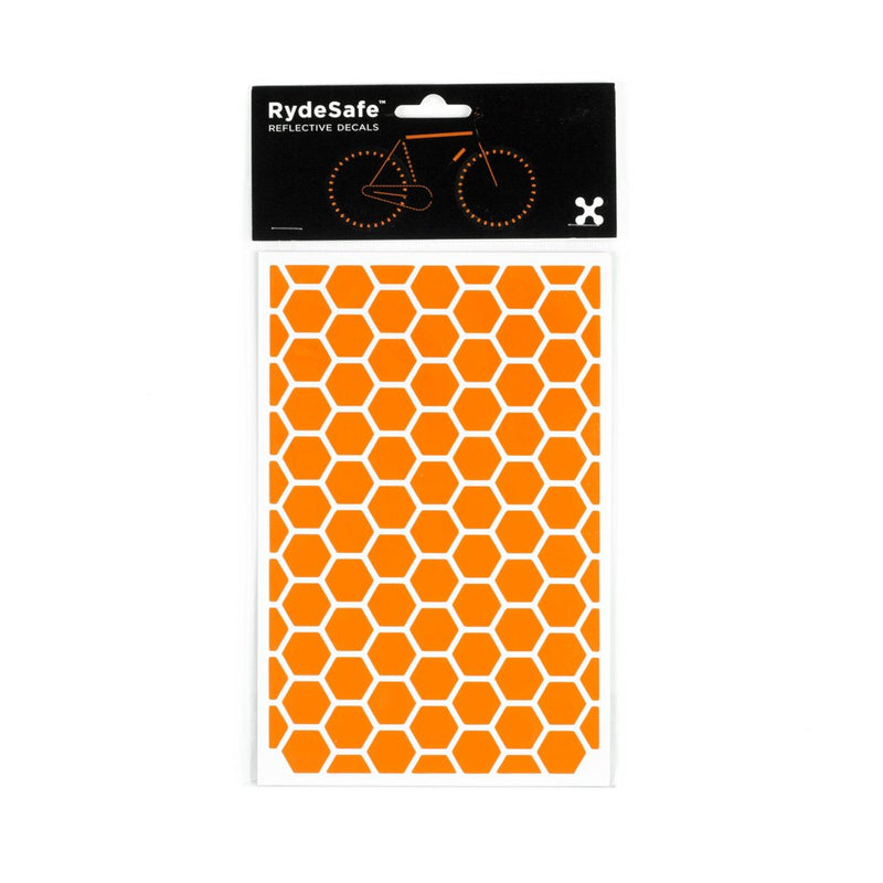 RydeSafe Reflective Decals - Hexagon Kit - Large Orange