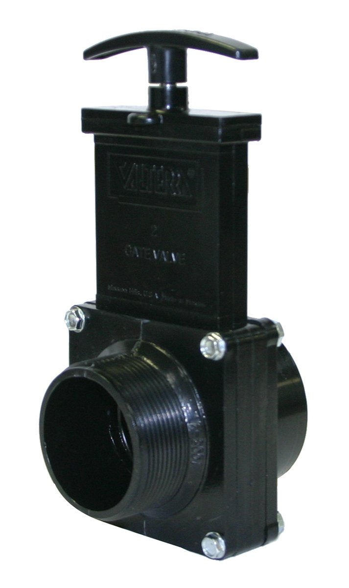 Valterra 7208 ABS Gate Valve, Black, 2" FPT x MPT