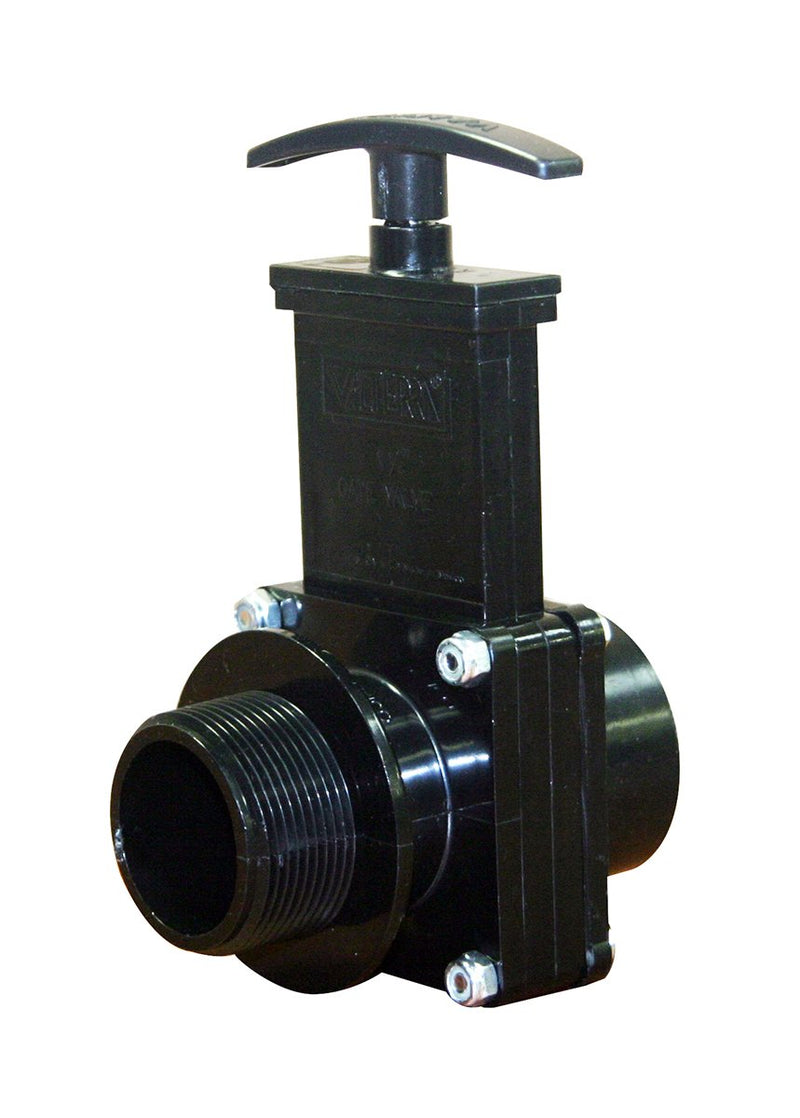 [Australia - AusPower] - Valterra 7108 ABS Gate Valve, Black, 1-1/2" FPT x MPT 