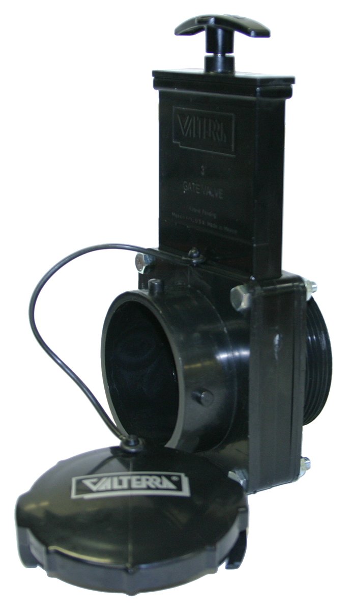 Valterra 7342 ABS Gate Valve, Gray, 3" MPT x Bay with Cap