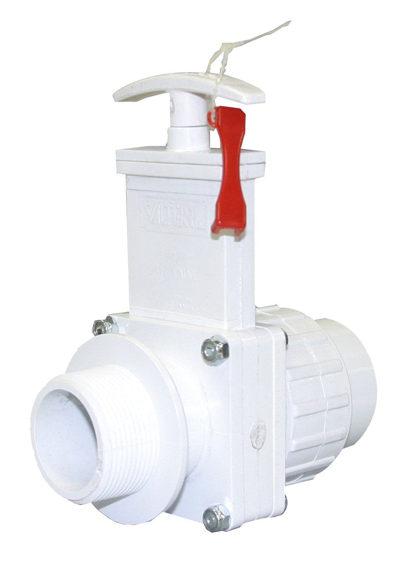 [Australia - AusPower] - Valterra 6124X PVC Gate Valve, White, 1-1/2" MPT x Union Slip w/Gate Keeper 