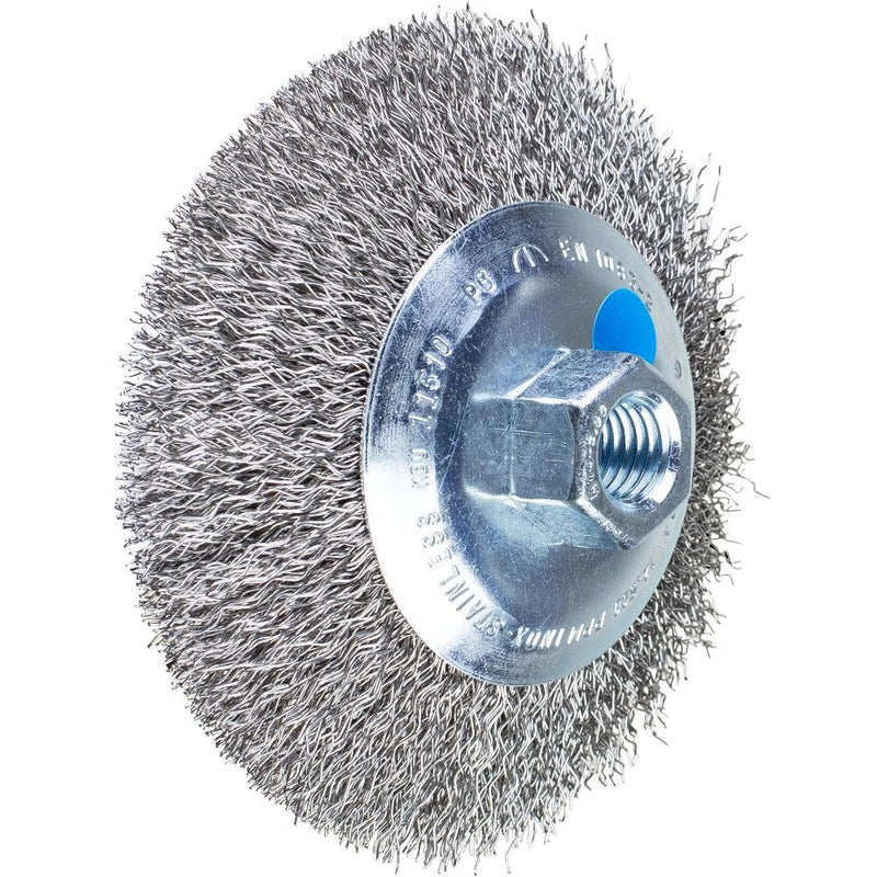 PFERD Tools 43316023 Taper Brush Untwisted KBU | Diameter 115 x 10 mm M14 Stainless Steel Wire Diameter 0.35 | 43316023 - for Angle Grinders Taper brush with thread M14 Ø 115 Unbraided; trimming material stainless steel 0.35 mm