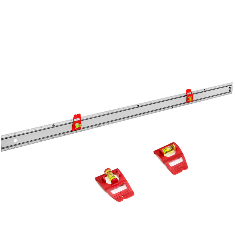 Kapro - 314 Set & Match Ruler - Layout and Marking Tool - Sliding Vials with ⅛ English Gradations - Includes Two Slide & Lock Vials, Zero-Center Scale, and Anti-Slip Feature - Aluminium - 48 Inch 48-Inch