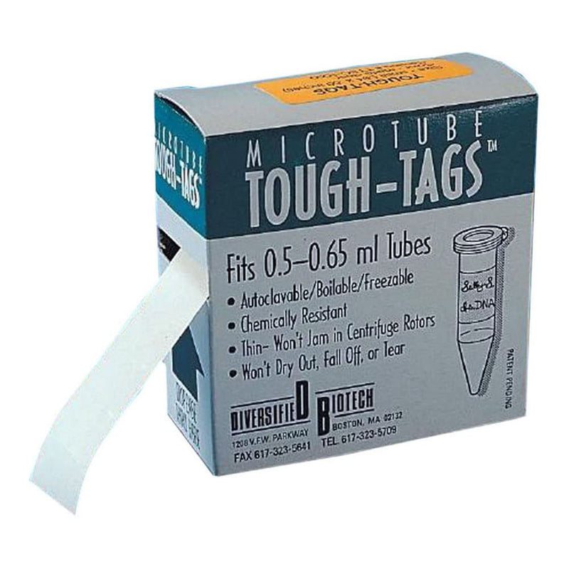 TTSW-1000 Tough-Tags Label, Use with 0.5ml Tube, 0.50" Width x 0.94" Length, White (Roll of 1000)