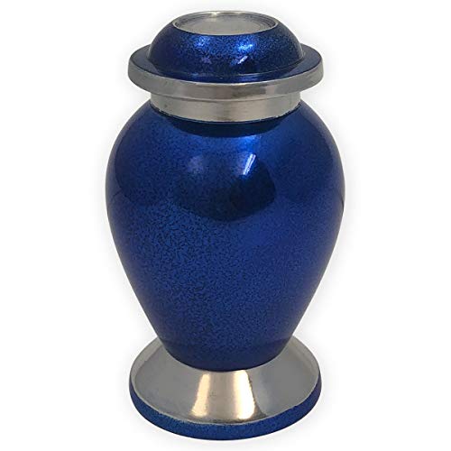 Blue Sapphire Cremation Urn for Ashes | Elegant Memorial Urns, Keepsake Size