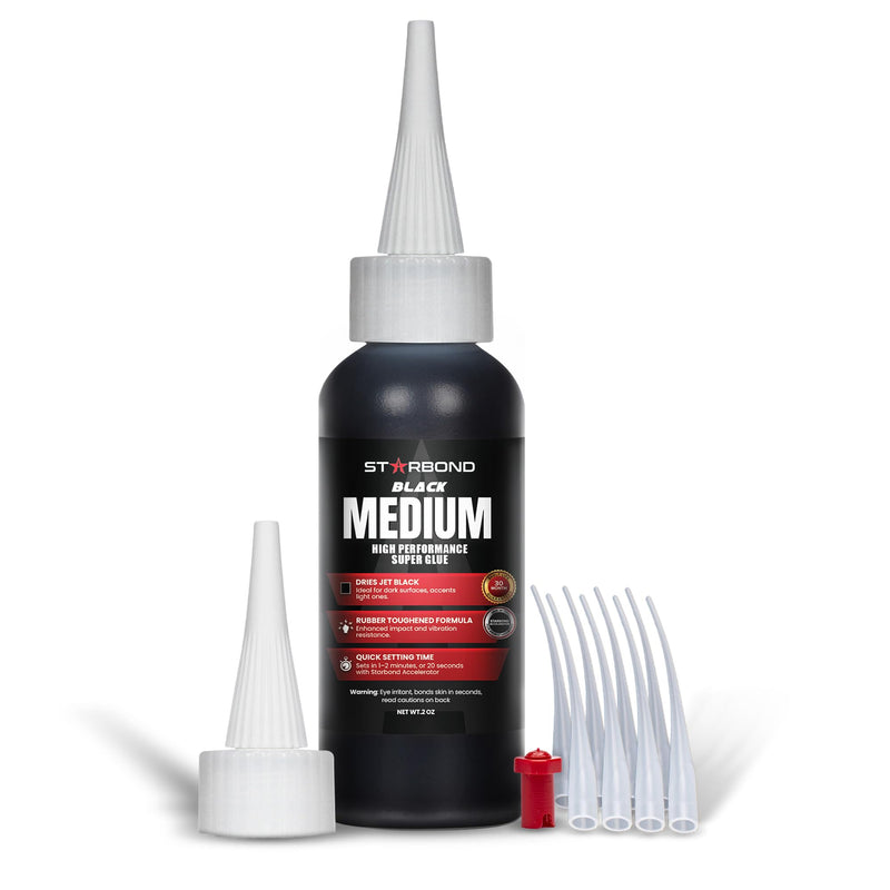 [Australia - AusPower] - Starbond 2 oz. Black Medium CA Glue (Premium Cyanoacrylate Super Glue) Crack Filler 150 CPS Viscosity for Woodworking, Woodturning, Carpentry, Guitar, RC Hobby 2 ounce 