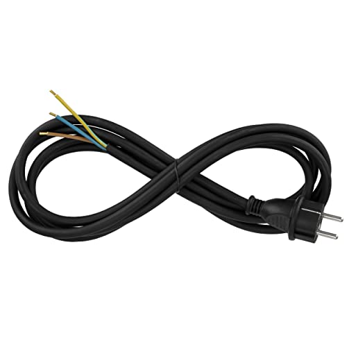 REV Ritter 0577133555 Lead with Grounded Plug Cord H05RR-F 1.5 mm² Cable – Black | Replacement power cable with plug, 3680 watts, black 3 Months