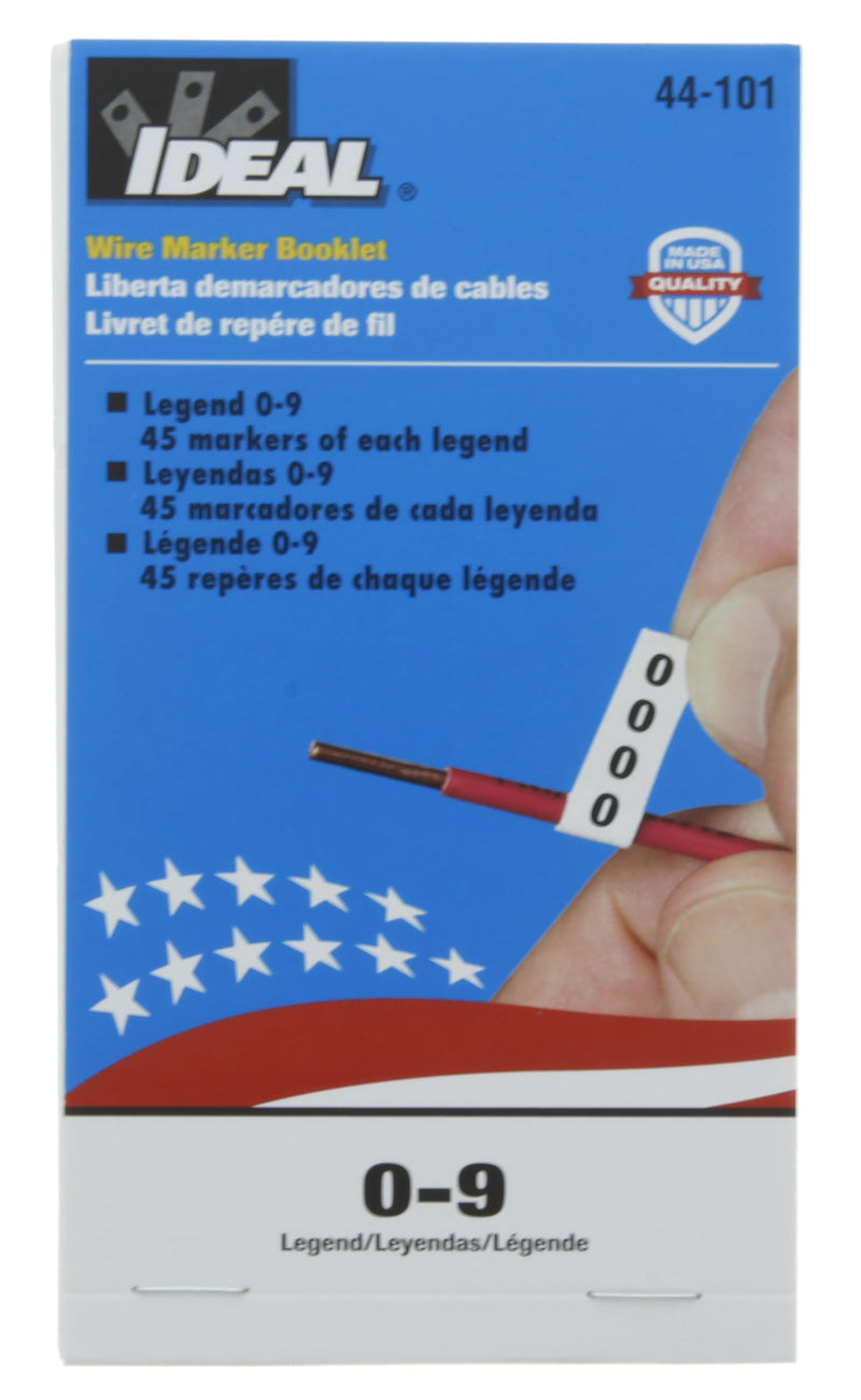 Ideal 44-101 Wire Marker Booklet Legend: 0-9 (45 Each)