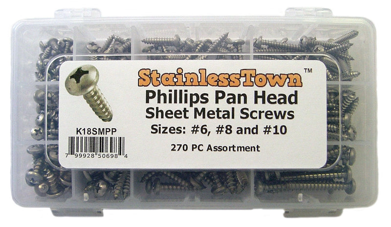 [Australia - AusPower] - Stainless Steel Phillips Pan Sheet Metal Screw Assortment Kit 