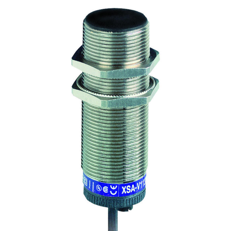 [Australia - AusPower] - Telemecanique Sensors XSAV12801 Inductive Proximity Sensor, 9s Startup Delay, 120-3000 Pulses Per Minute, Flush-Mount Brass Body, 2-Wire AC/DC Wiring 