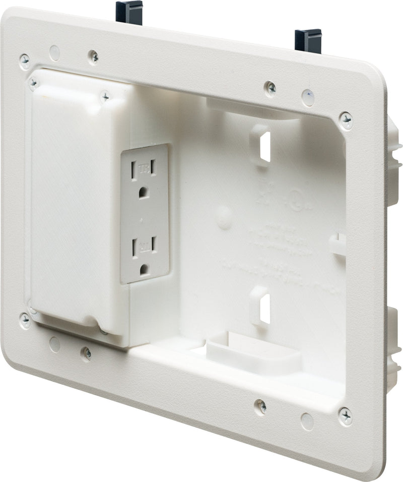 Arlington TVL508-1 Low Profile TV Box for Shallow Walls, 8-inch x 5-inch Box, 1/2-inch or 5/8-Inch Drywall, 1-Pack TV Box Only