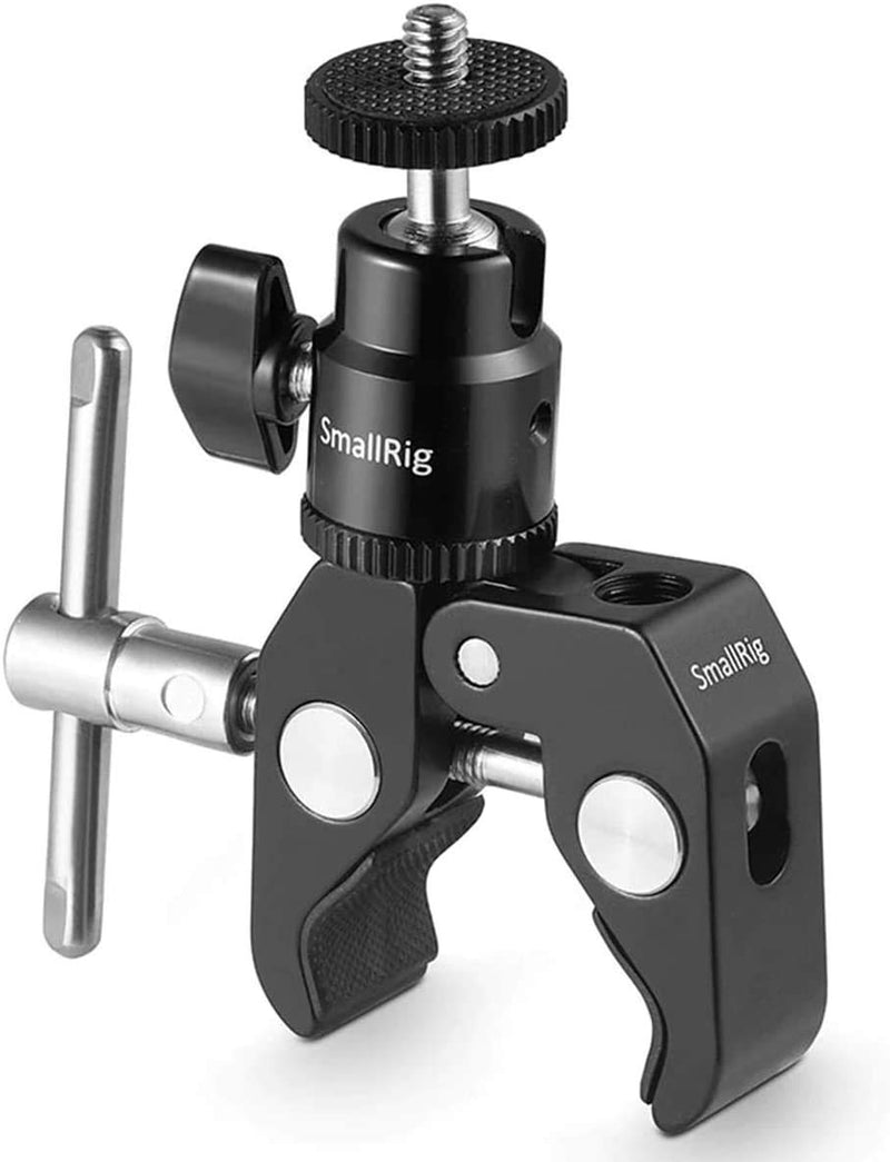 [Australia - AusPower] - SmallRig Super Clamp Mount with Mini Ball Head Mount, Hot Shoe Adapter with 1/4 Screw for LCD Field Monitor, LED Lights, Flash, Microphone, for Gopro, for DJI Action 2, for Insta360-1124 