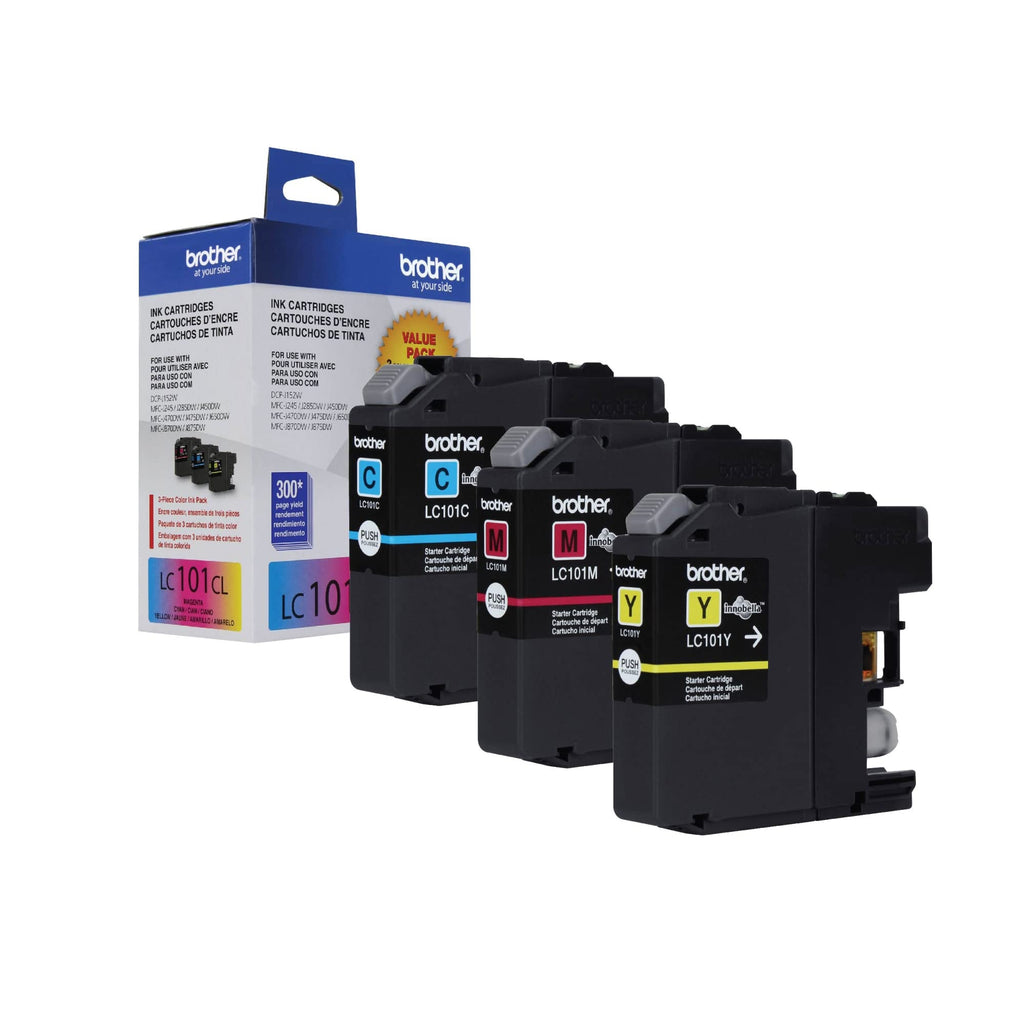 [Australia - AusPower] - Brother Genuine Standard Yield Color Ink Cartridges, LC1013PKS, Replacement Color Ink Three Pack, Includes 1 Cartridge Each of Cyan, Magenta & Yellow, Page Yield Upto 300 Pages/Cartridge, LC101 