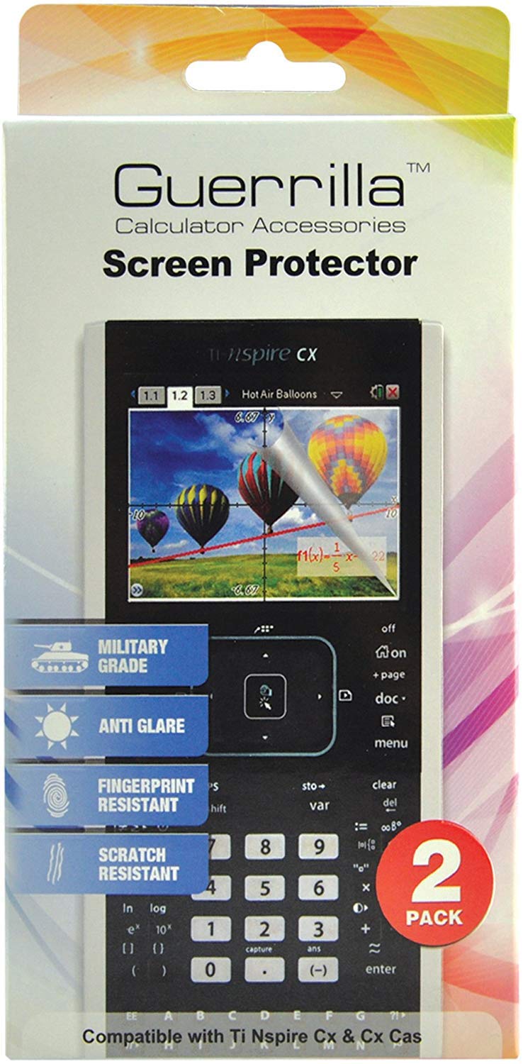 [Australia - AusPower] - Guerrilla Military Grade Screen Protector 2-Pack For TI Nspire CX, CX CAS, CX II, and CX CAS II Graphing Calculator, Black 