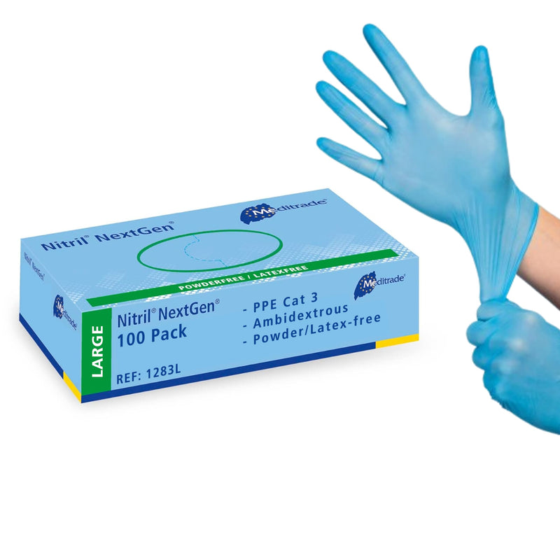 Nitrile NextGen Disposable Gloves - Pack of 100, l blue
