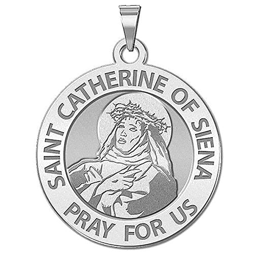 PicturesOnGold.com Saint Catherine of Siena Religious Medal - - 3/4 Inch Size of a Nickel -Silver Medal Only