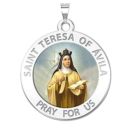 PicturesOnGold.com Saint Teresa of Avila Color - Available in Solid 10K And14K Yellow or White Gold, or Sterling Silver 17.0 Millimeters