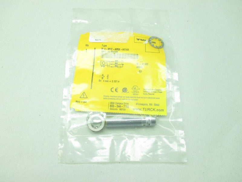 [Australia - AusPower] - TURCK BI4-M12-AP6X-H1141 (4607000), 1 LED, 10-30 VDC, 12 MM SIZE, 4 MM RANGE, 4 PIN, EMBEDDABLE, INDUCTIVE, M12 EUROFAST MALE, NORMALLY OPEN, PARTIAL THREAD, PNP (SOURCING), SENSOR, STANDARD, STRAIGHT 