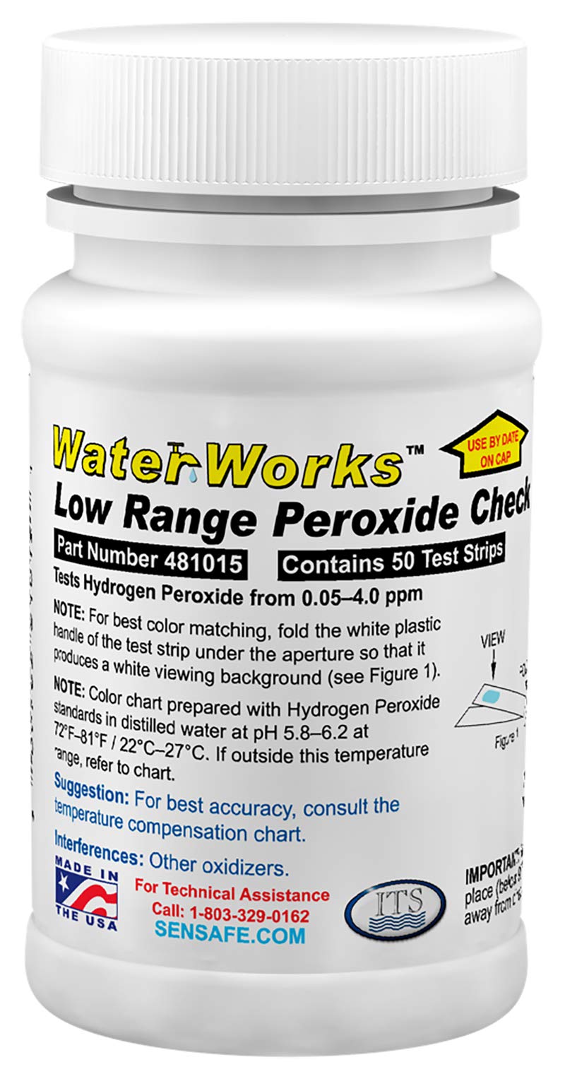 [Australia - AusPower] - Industrial Test Systems Sensafe 481015 Peroxide Test Strip, Low Range, 50 Seconds Test Time, 0.05-4 ppm Range (Bottle of 50) 