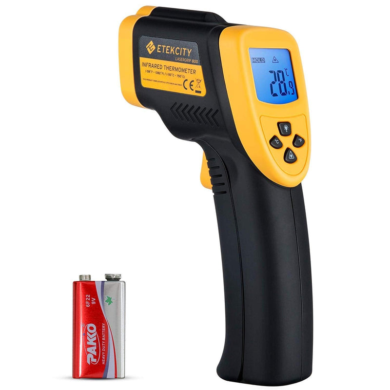 [Australia - AusPower] - Etekcity Lasergrip 800 Temperature Gun-58? to 1382? with 16:1 DTS Ratio, High Laser Temp IR Tool for Cooking, Grill, Pizza Oven, Griddle, Engine, HVAC, Not for Human, Black Yellow 