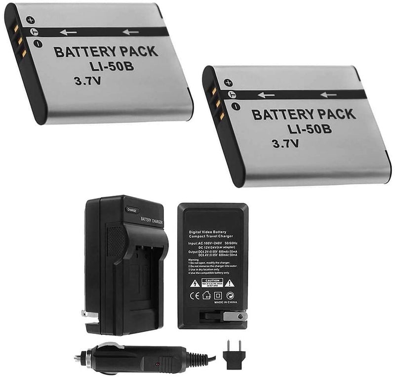 [Australia - AusPower] - UltraPro LI-50B Battery 2-Pack Bundle 1000mAh Digital Video Batteries with Rapid Travel Charger for Select Olympus Cameras Including SH-25MR, SP-720UZ, SP-800UZ, SP-810UZ, and SZ-31MR 
