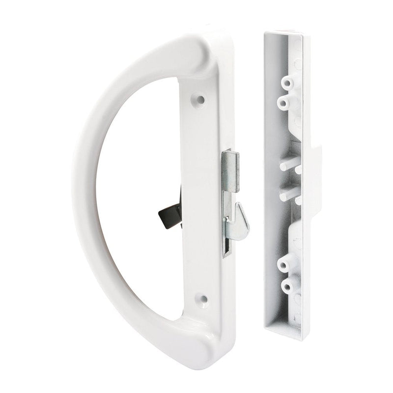 Prime-Line C 1253 Diecast Hook Latch Sliding Door Handle, White (1 Set) | 1 Set
