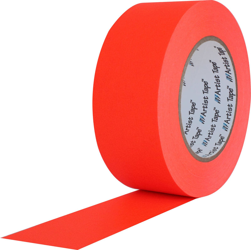 ProTapes Artist Tape Flatback Printable Paper Board or Console Tape, 60 yds Length x 1/2" Width, Fluorescent Orange (Pack of 1)