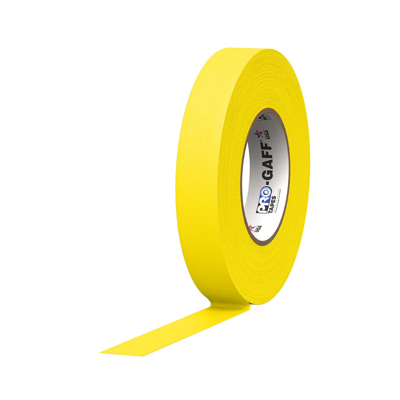 1" Width ProTapes Pro Gaff Premium Matte Cloth Gaffer's Tape With Rubber Adhesive, 11 mils Thick, 55 yds Length, Yellow (Pack of 1) 1"x55yds