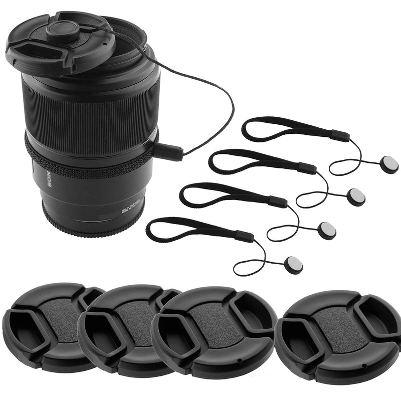 [Australia - AusPower] - 58mm Lens Cap Bundle - 4 Snap-on Lens Caps for DSLR Cameras - 4 Lens Cap Keepers - Microfiber Cleaning Cloth Included - Compatible Nikon, Canon, Sony Cameras (58mm) 58mm 